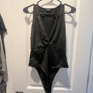 SHEIN black body suit deep v neck size medium